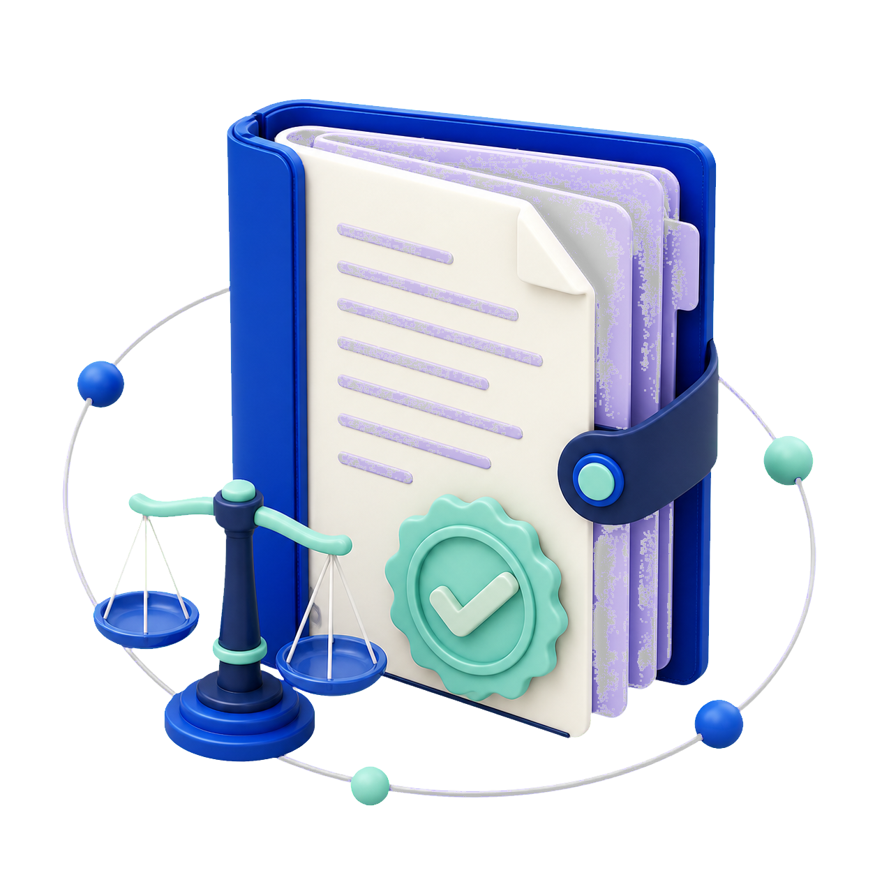 A verified terms document with balanced legal scales